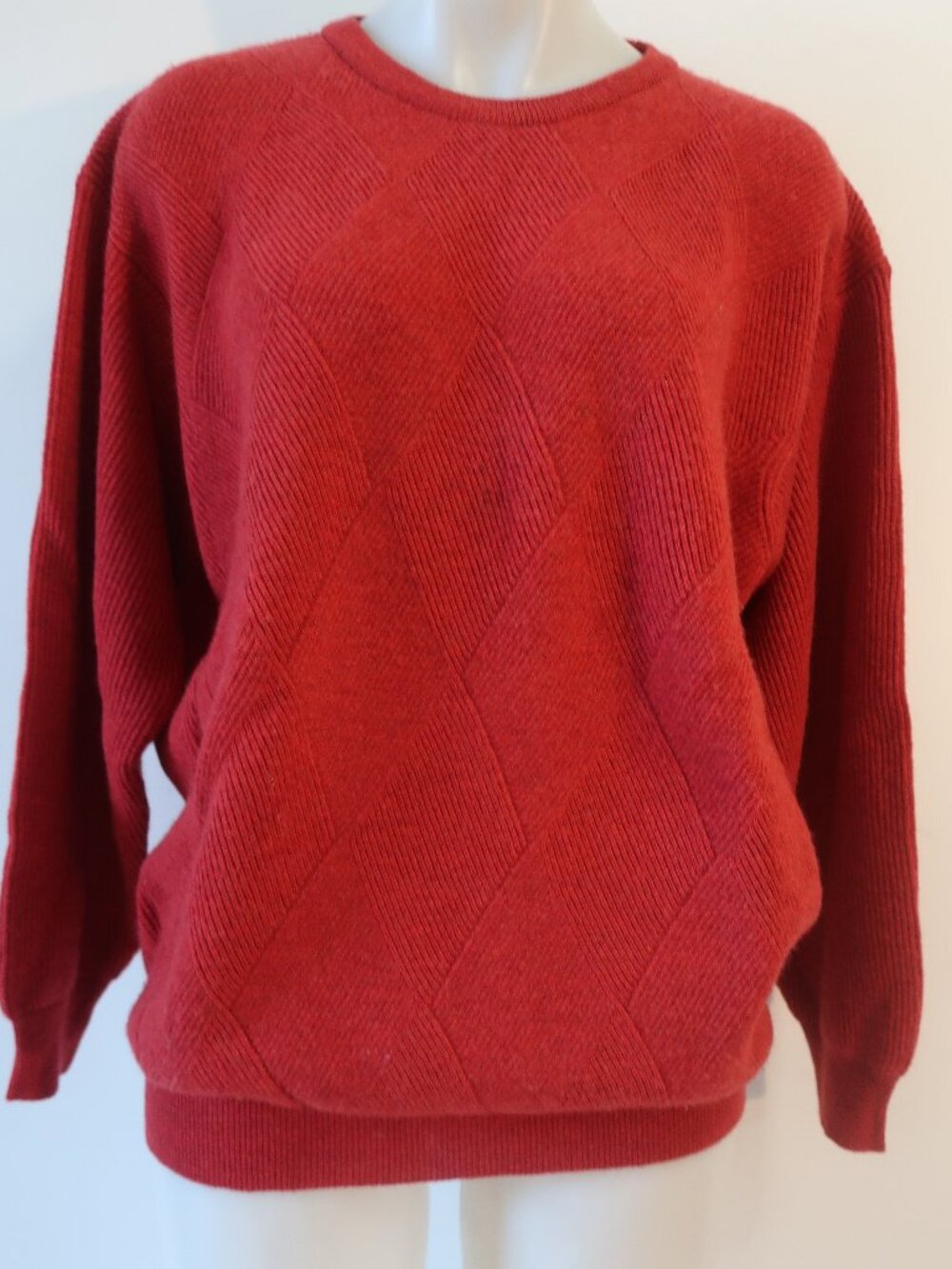 Mens Ferrante Red (Item-157) Wool Cashmere Lines Crew Neck Sweater 54 US/XL